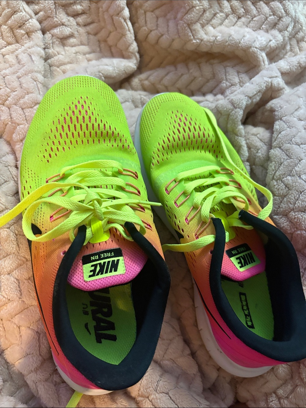 Nike Women’s Neon Yellow to Pink Gradient Running Sneakers